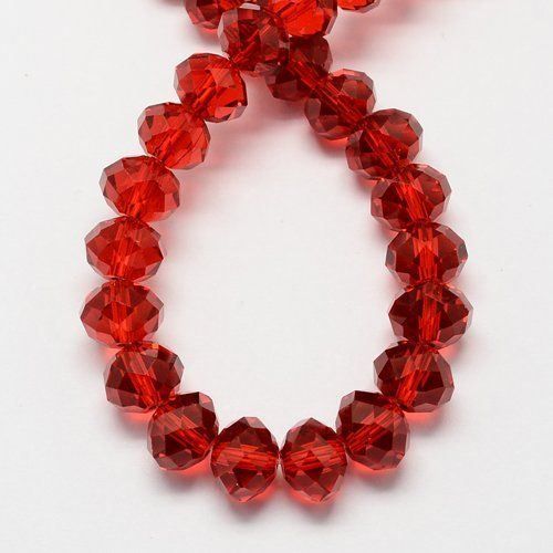 Perle (finte): 10 Rondellen Glas facettiert rot 6x4mm – Nuovo (secondo la descrizione) da Alpnachstad venduto da perlengaby 1