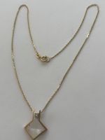 Elegante Goldkette mit Quarz und Diamant Anhänger, 750 Gold
