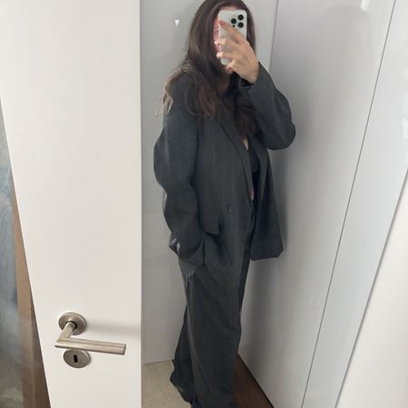 Oversized striped suit set S