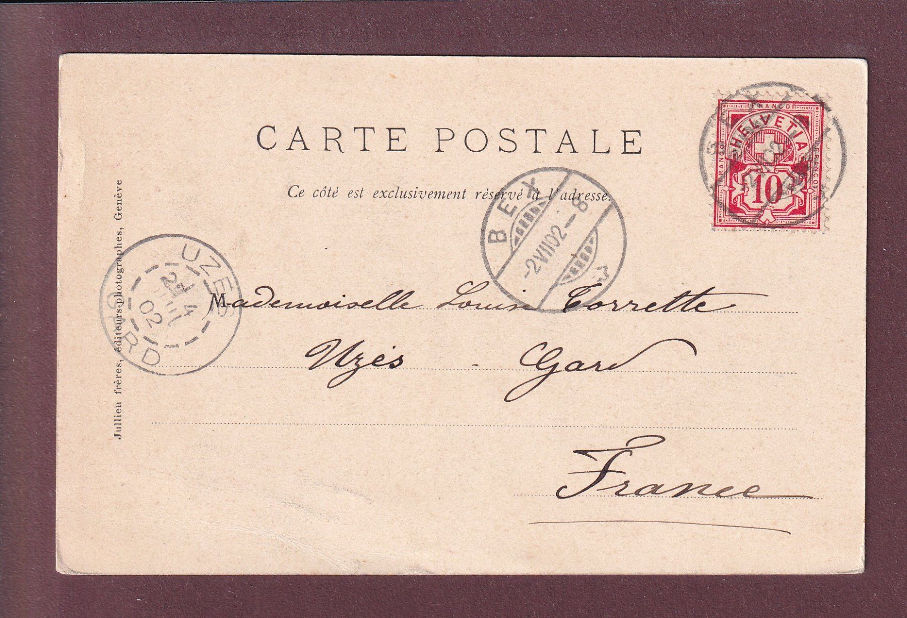 Ansichtskarten: DENTS DU MIDI depuis Bex - 1902 – Gebraucht aus Pully von nicecards 1