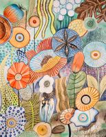 Original Aquarell "blumiger Fantasie-Dschungel"
