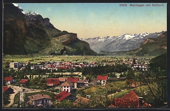 Cartoline postali: AK Meiringen, Totalansicht mit Rothorn – Usato da Berlin venduto da bartko-reher