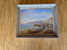 Gemälde mit Küstenmotiv im Vintage Rahmen