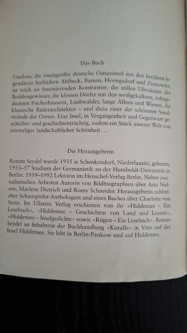 Libri: Usedom • Lesebuch • Hrsg. Renate Seydel – Usato da Ottenbach venduto da Rasenmaeeher 2