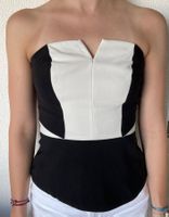 H&M schulterfreies Top schwarz/weiss 34