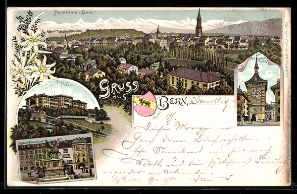 Cartoline postali: Litho Bern, Ortsansicht mit Kirche, Bund – Usato da Berlin venduto da bartko-reher