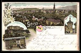 Litho Bern, Ortsansicht mit Kirche, Bund