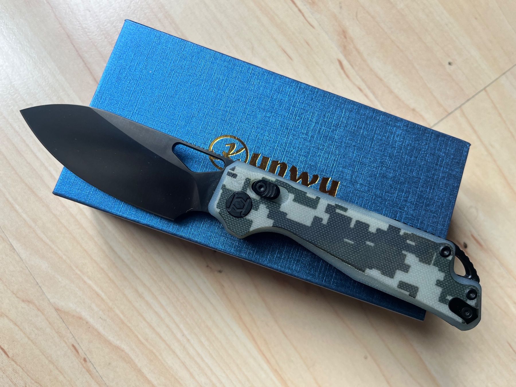 Coltelli tascabile: Kunwu Knives Pulsar XT Lock Blue Camo EDC Folder Messer – Usato da St. Niklaus VS venduto da wildholzmann 2