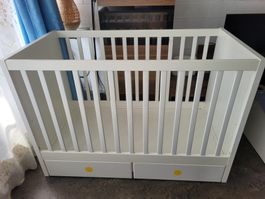 Babybett Ikea weiss mit 2 Schubladen