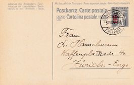 1928: CH-Ganzsache Doppel-Postkarte von Davos-Zürich-Enge