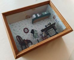 Kastenbild Diorama Nähzimmer - 21cm x 20cm -