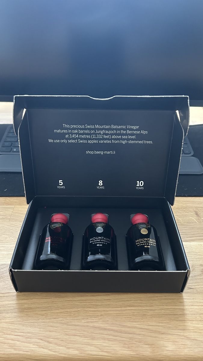 Vino: Sonderedition Mountain Balsamic Vinegar 3x 40ml  Delikatesse – Nuovo e nell'imballaggio originale da Lenzburg venduto da Joerebemi 1