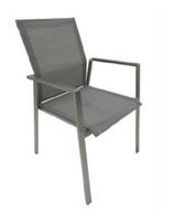 Gartenstuhl Metallgestell silber, Netzgewebe taupe