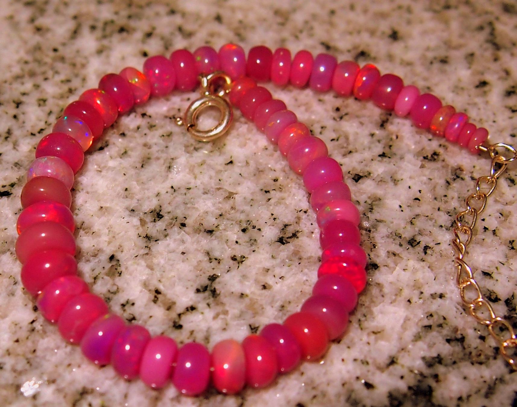 Bracciali & Braccialetti: Arm- oder Fusskette aus schönsten rosa Feueropalen! – Nuovo e nell'imballaggio originale da Reinach BL venduto da rumablum 6