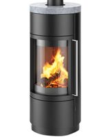 Poêle à bois acier avec plateau pierre ollaire