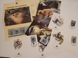 Vietnam 1987 Sondermarken WWF Kleideraffe und Schopfgibbon