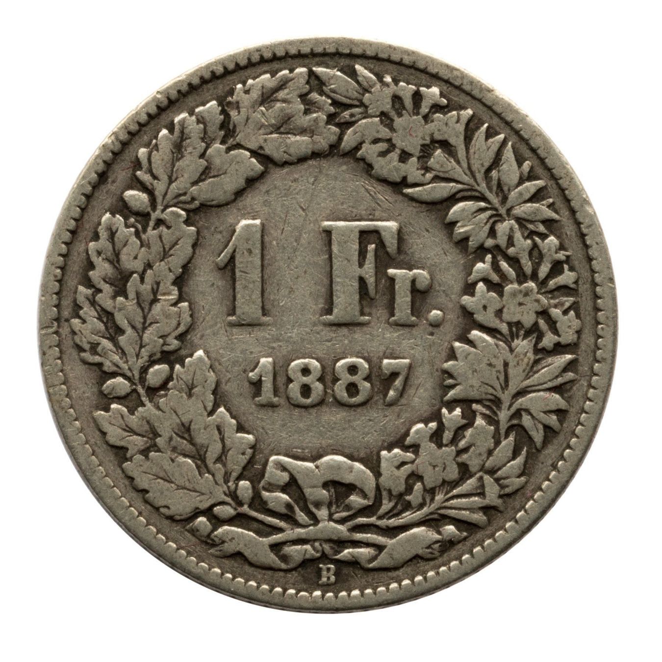 Tutti le monete: Schweiz - 1 Franken - 1887 - Silber – Usato da Rotkreuz venduto da Swiss-Coins