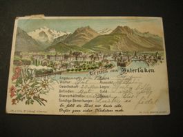 POSTKARTE GRUSS AUS INTERLAKEN 29.VI.03., COLORIERT, RAR