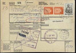 Rebstein 1972 Paket-Begleitadresse nach Spanien