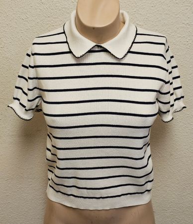 ZARA Damen Strick Top Gestreift Weiss/Schwarz – Gr. S – Sehr