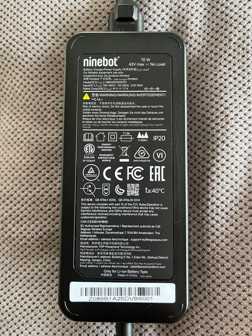 Segway Batterieladegeräte: Segway-Ninebot Ladegerät – Gebraucht aus Niederhünigen von Hoechi 1