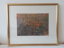 Herbstliches Gemälde auf Papier  signiert & datiert