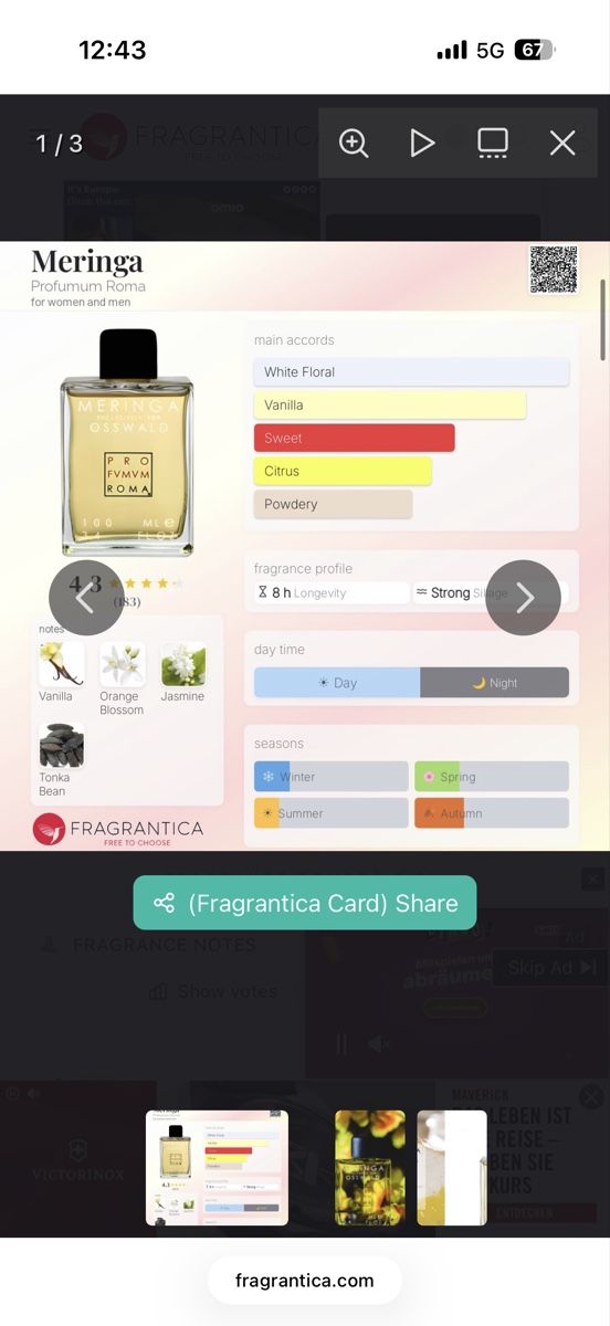 Profumi & Eau de Toilette: Profumum Roma Meringa Osswald, 2 ml – Usato da Sursee venduto da nst_czk2 2