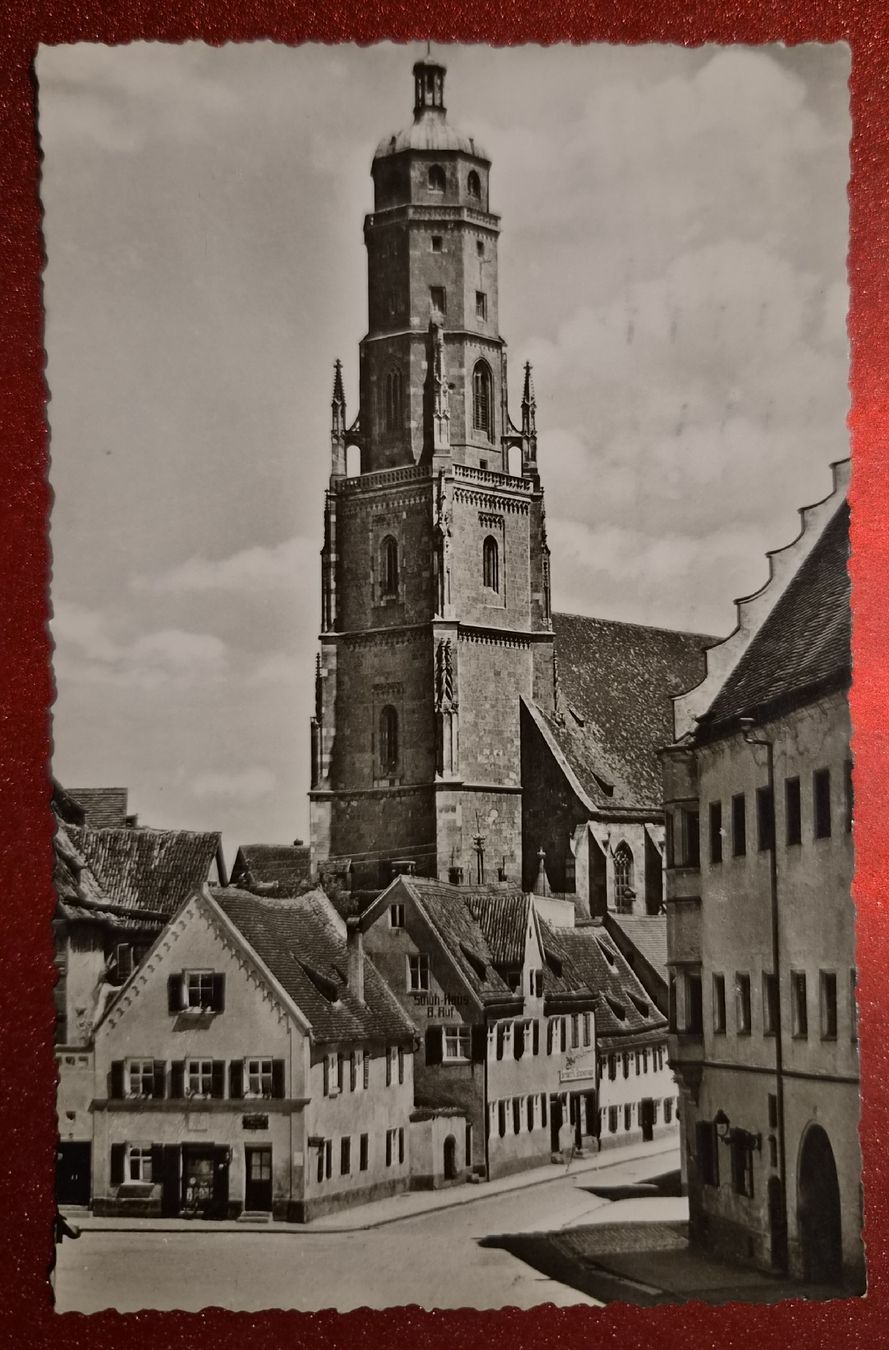 Cartoline postali: St. Georgskirche Nördlingen 1956 – Usato da Melchnau venduto da Arthurius