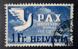 9-30-1 Timbre Helvetia oblitéré 1945. Armistice (PAX)