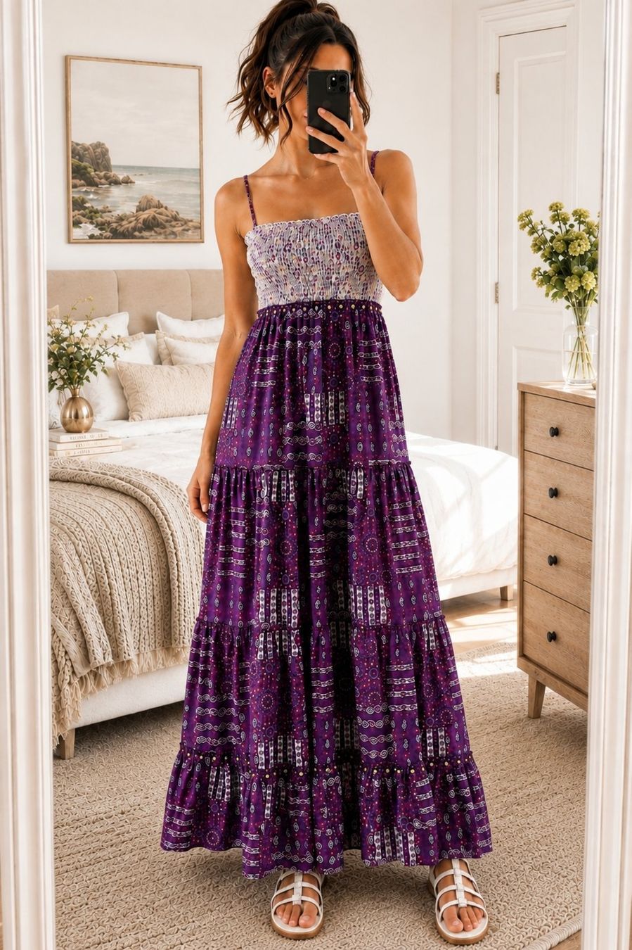 Kleider: Maxikleid Boho Lila Gr. 34 Baumwolle – Neu (gemäss Beschreibung) aus Fully von VaneaSelection