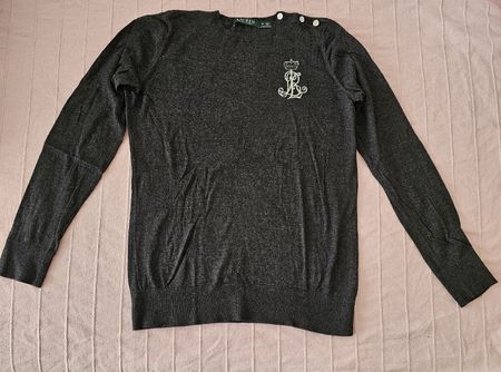 Lauren Ralph Lauren Pullover Damen Gr. M Stickerei Anthrazit