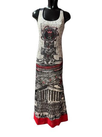 Maxikleid Save the Queen Grösse M bedruckt Made in Italy