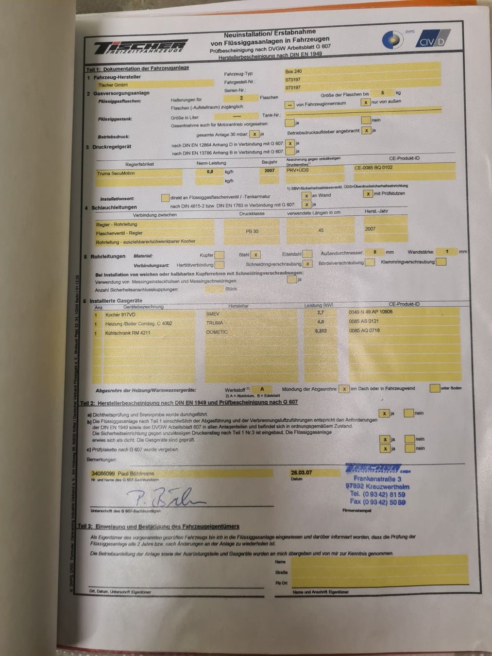 Tischer Veicoli da campeggio: Cellule campeur Tischer BOX 240 bon état – Usato da Bouveret venduto da elscla68 5