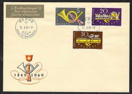 1949, 291-293 Serie auf illustr./unadr.FDC BERNE/frz (15908)