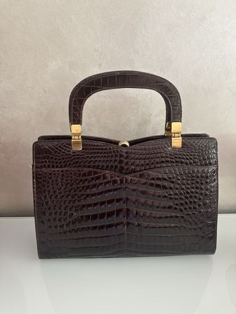 Sac à main vintage croco marron
