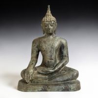 Ayutthaya Buddha Bronze Skulptur 35 cm Thailand Figur alt