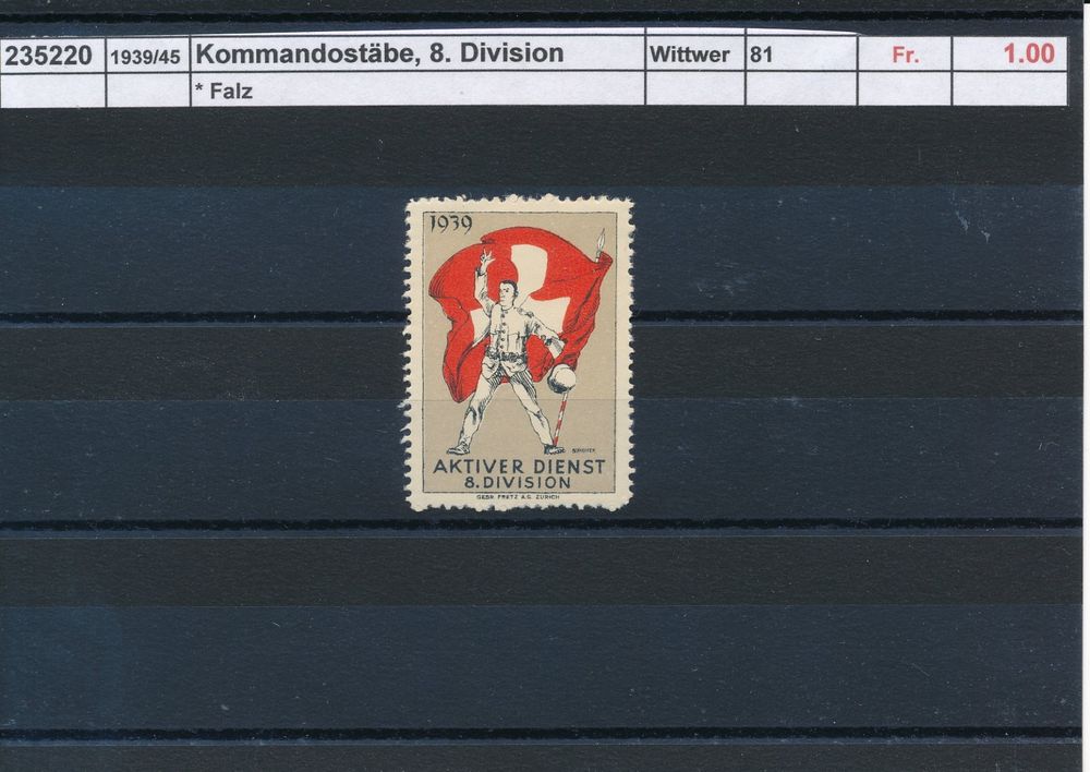 1939/45 Kommandostäbe, 8. Division Kaufen auf Ricardo