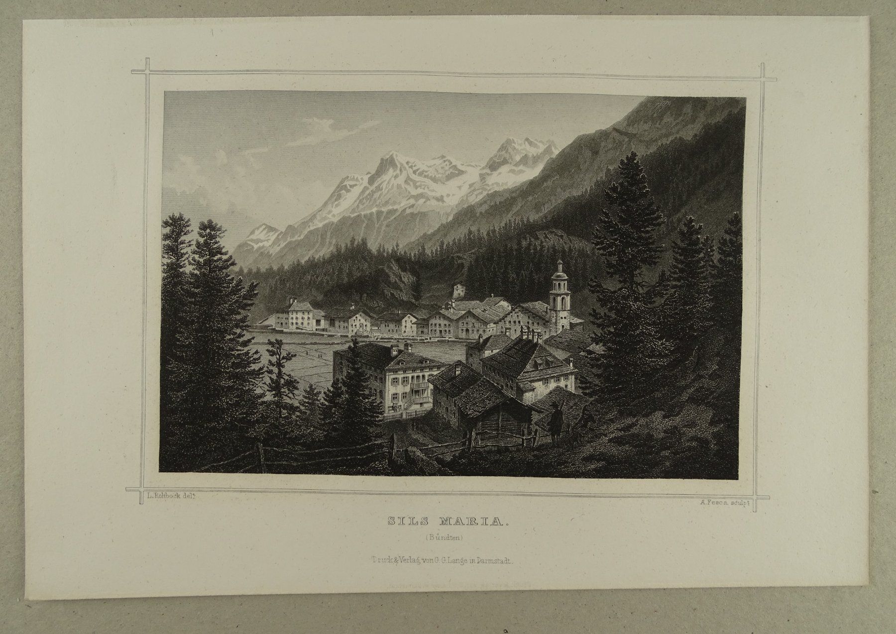 Incisioni: SILS MARIA, STAHLSTICH NACH ROHBOCK 1870 – Usato da Grüningen venduto da Kartensammler