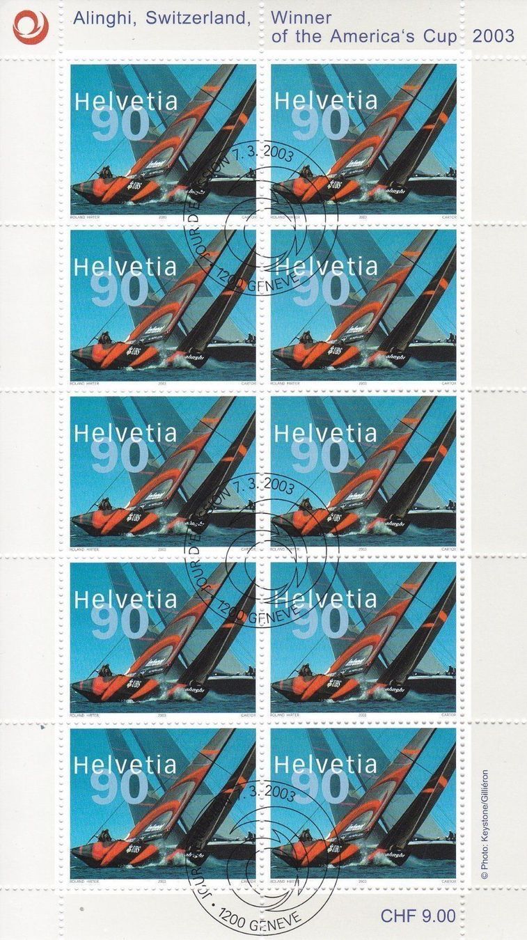 Tutti i francobolli: 2003 Schweiz Alinghi Kleinbogen ET . – Nuovo (secondo la descrizione) da Liestal venduto da Skunk02