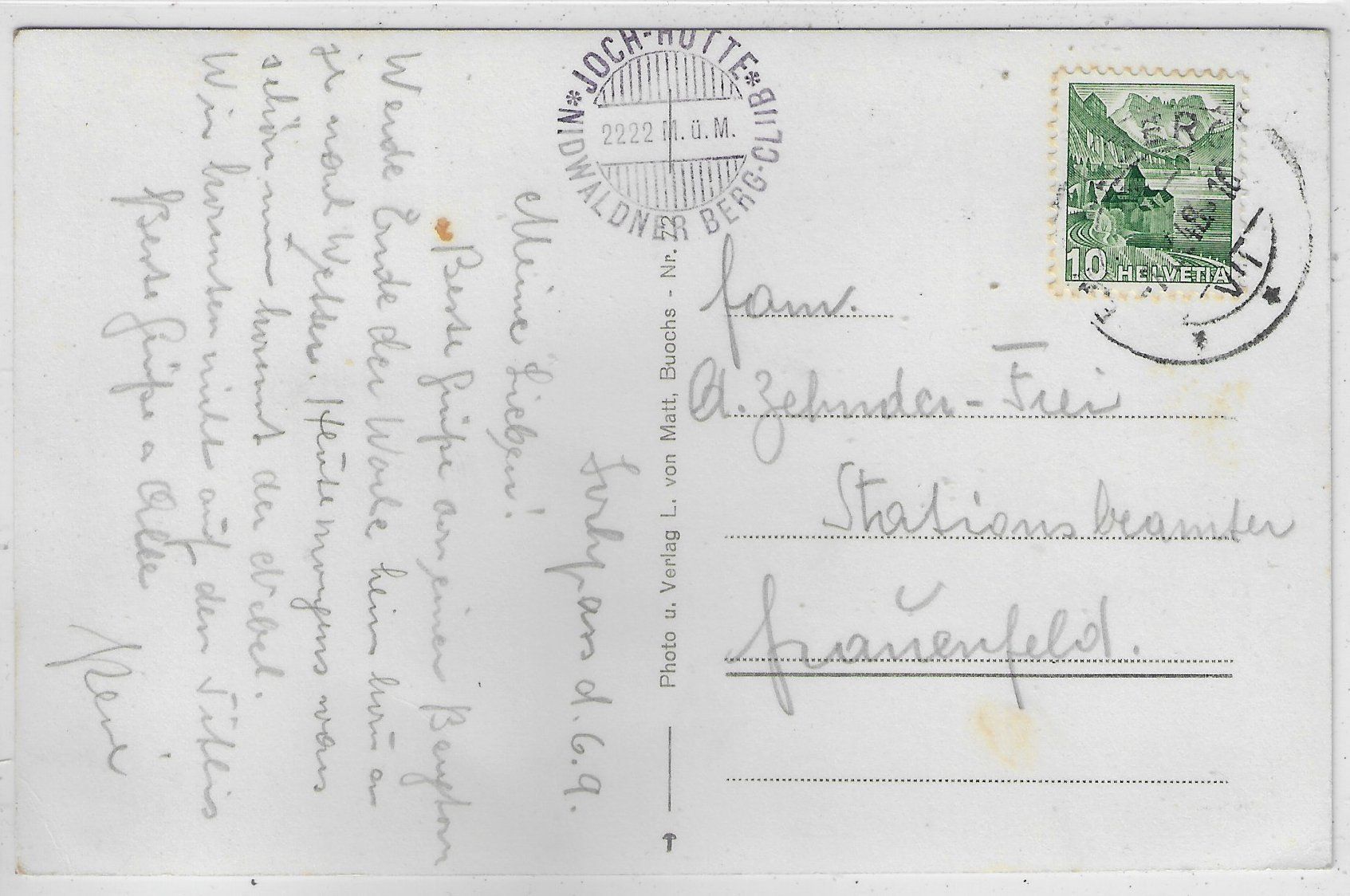 Cartoline postali: Der Jochpass mit Wegmarkierung – Usato da Ettingen venduto da Kartenplanet 1