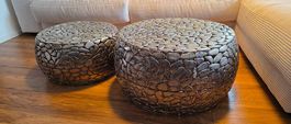 KARE Design Couchtisch Pebbles Deluxe Silber  2er Set
