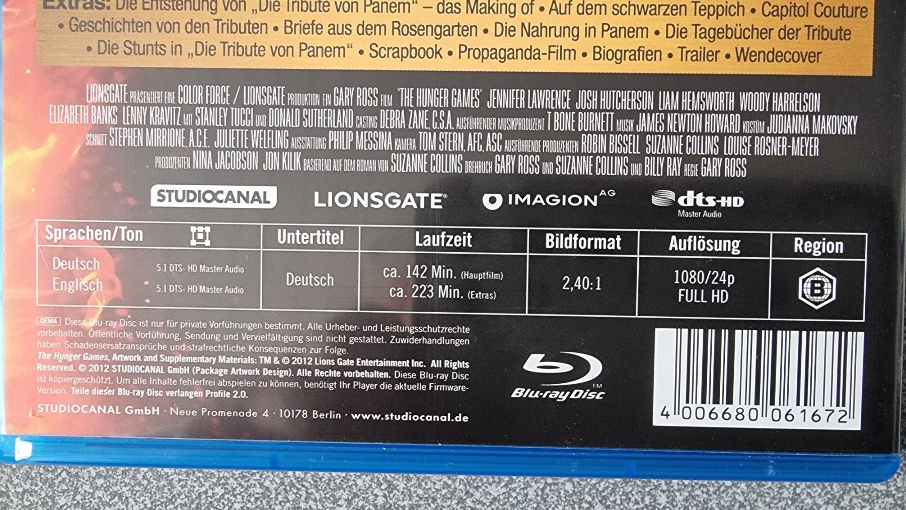 Tutti i DVDs: Blu Ray - Die Tribute von Panem / Special Edition – Usato da Oetwil am See venduto da fineli2 1