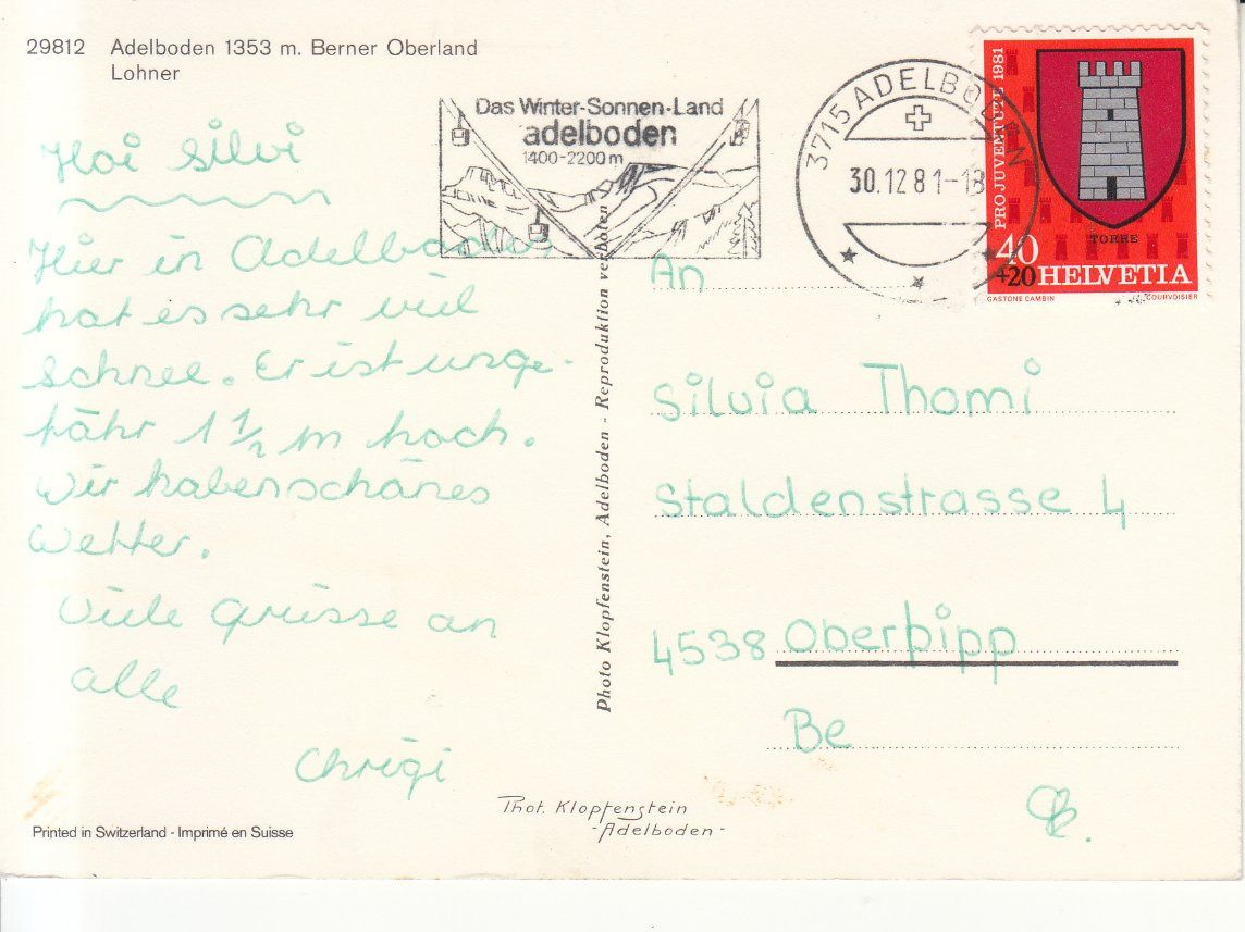 Cartes postales: Adelboden 1981 – D'occasion à Bürglen TG par StampGraf 1