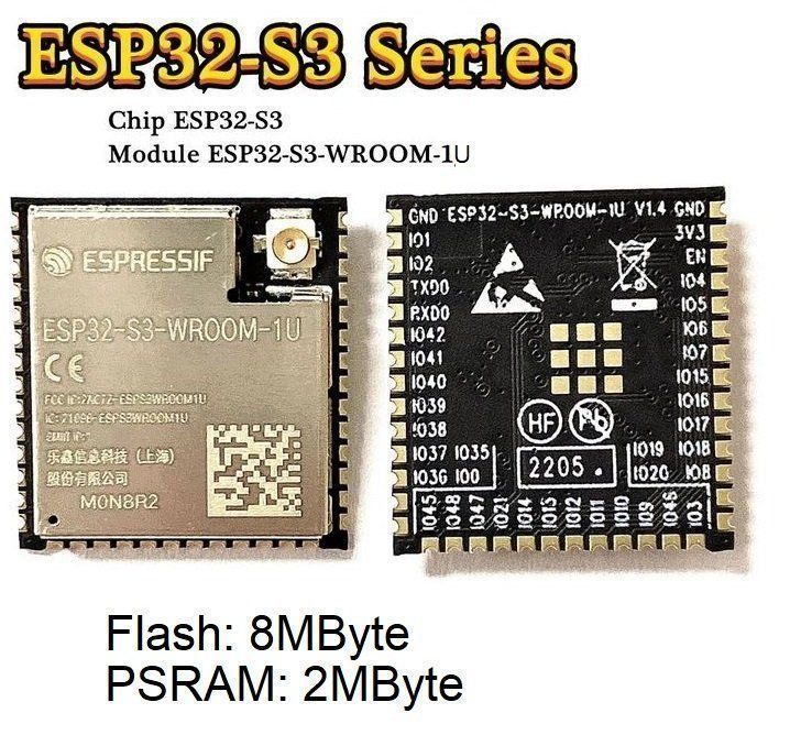 Componenti elettronici: ESP32-S3-WROOM-1U Modul mit 8MB Flash & 2MB PSRAM – Nuovo e nell'imballaggio originale da Sursee venduto da allduino