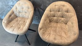 2x DELIFE Polsterstühle Beige Gaio-Flex Vintagelook, drehbar
