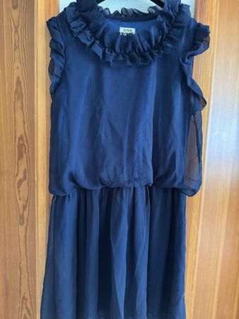Abito blu Holly Bracken con volant, taglia unica, come nuovo