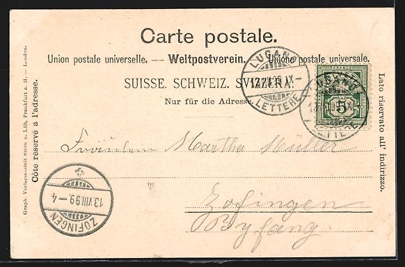 Cartes postales: AK Lugano, Quai, 1899 – D'occasion à Berlin par bartko-reher 1