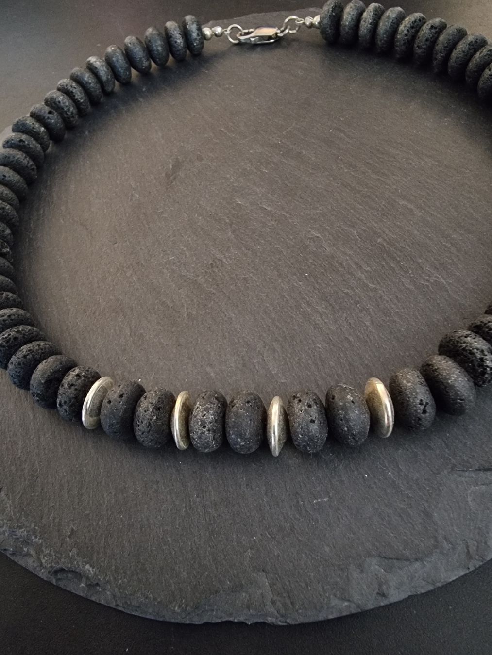 Ketten: Collier argent 925 et pierre de lave neuf – Neu (gemäss Beschreibung) aus Veyrier von Leilazizou 1