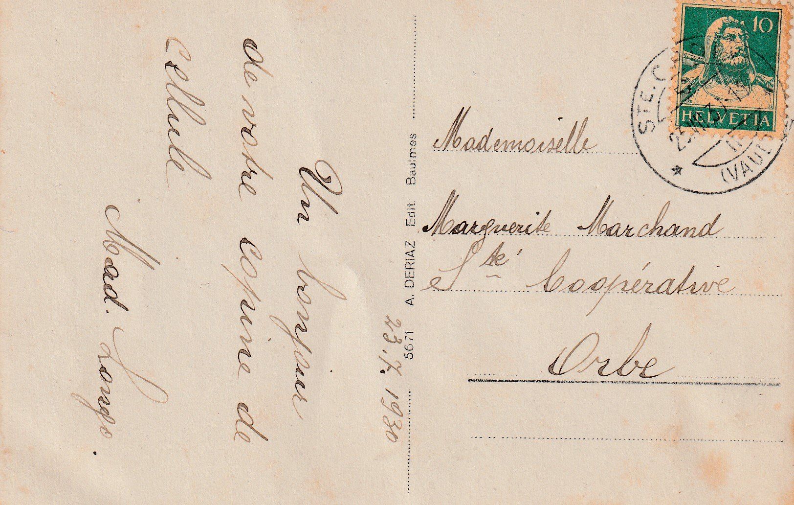 Ansichtskarten: AK Ste Croix - gel. 23.7.1931 – Gebraucht aus Fribourg von schnalla92 1