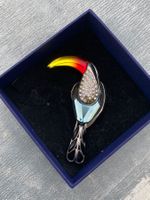 XXL Swarovski Brosche, Tukan mit Kristallen, Vintage
